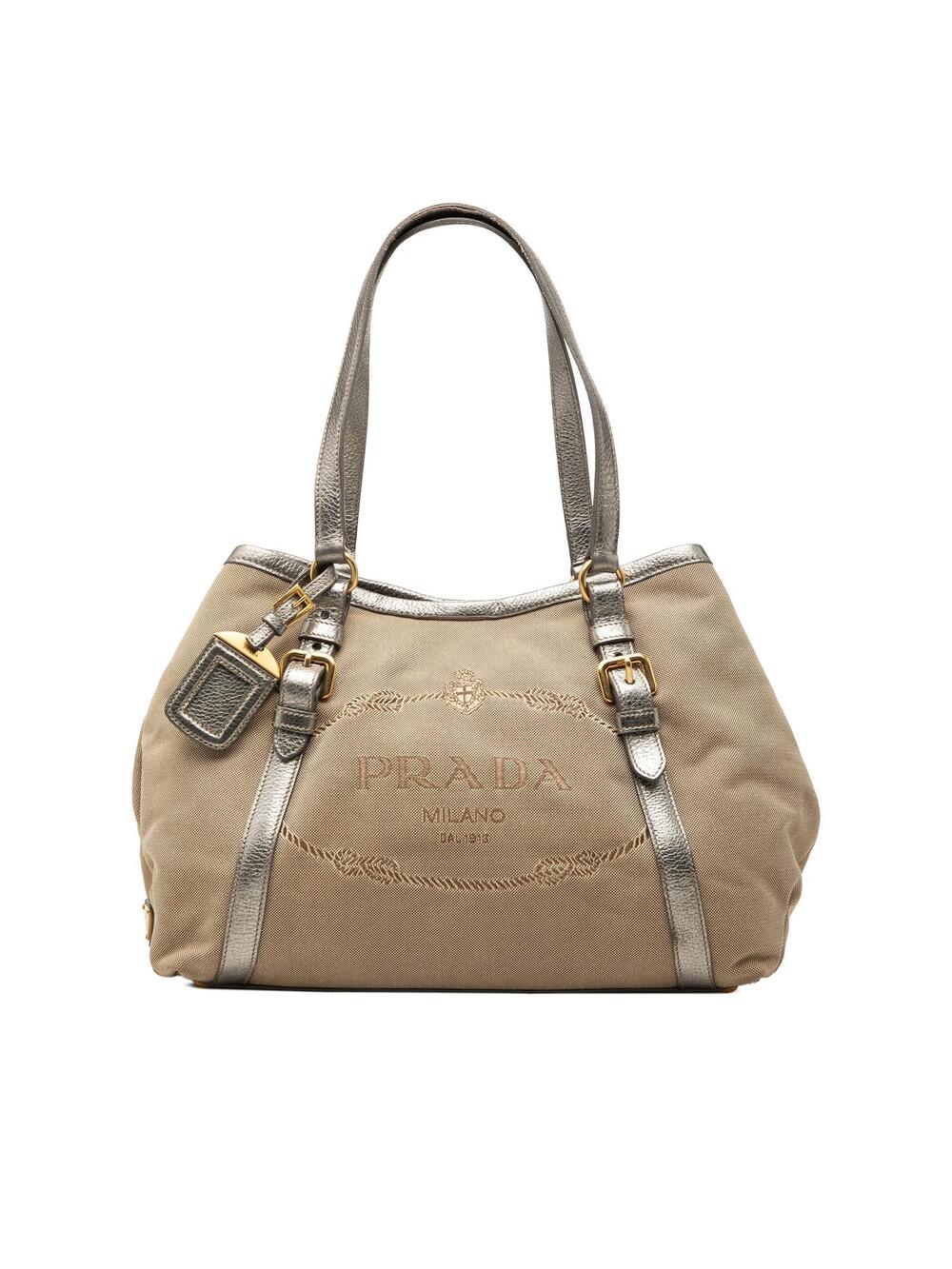 Prada Canvas Canapa Logo Tote Pre-Loved #358211P49B